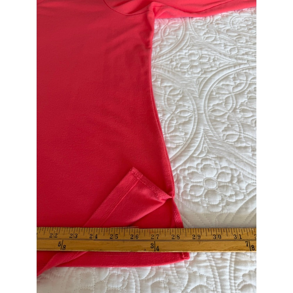 Quacker Factory Womens 3X Coral Pink V-Neck Long Sleeve Tunic Rhinestone Heart - Picture 8 of 14